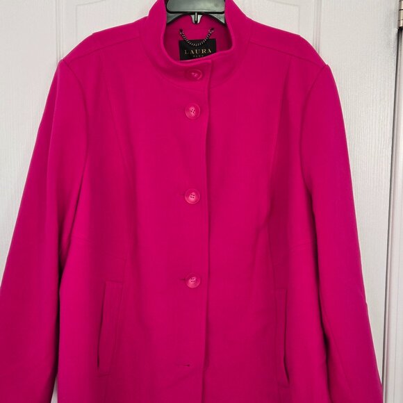 Laura Plus Fuchsia Trench Coat - Picture 1 of 7